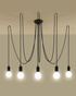 Hanging lamp EDISON 5 black + 5x LED Bulb E27 4000K Cool White 7.5W 650lm