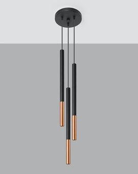 Ceiling lamp MOZAICA 3P black/copper + 3x LED Bulb G9 4000K Cool White 4.5W 530lm