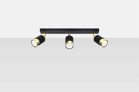 Ceiling lamp NERO 3 black/gold + 3x LED Bulb GU-10 4000K Cool White 7W 630lm