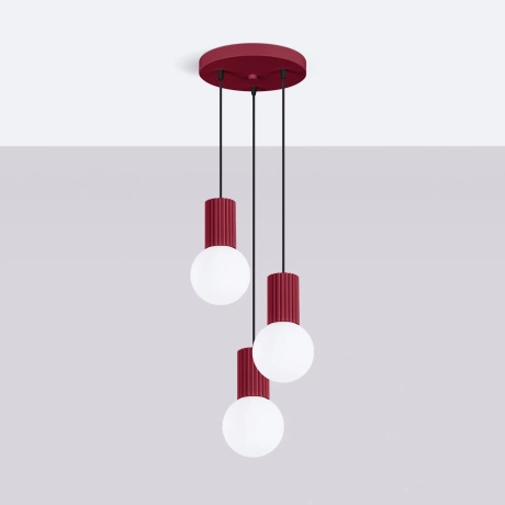 Pendant lamp HALO 3P burgundy