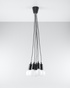 Hanging lamp DIEGO 5 black + 5x LED Bulb E27 3000K Warm 7.5W 620lm