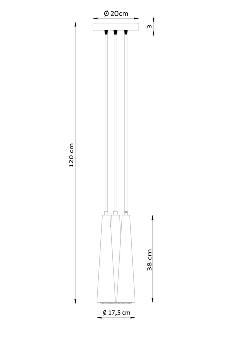 Hanging lamp SULA 3P natural wood + 3x LED Bulb GU-10 4000K Cool white 7W 630lm