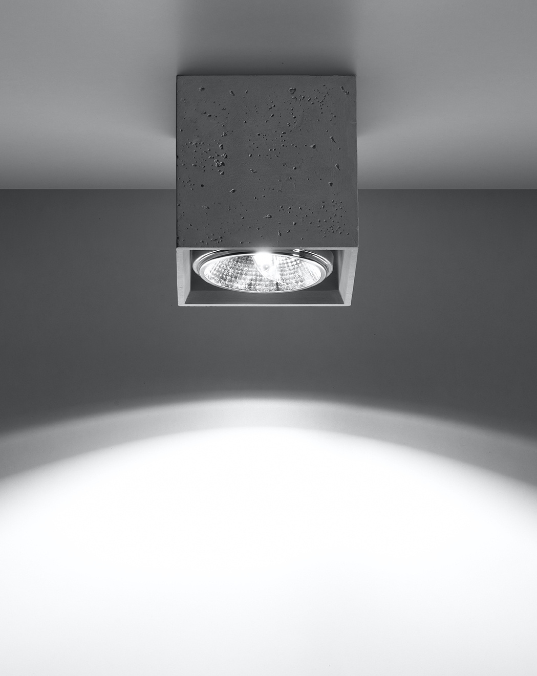 Ceiling lamp VALDE 140 concrete + 1x LED bulb GU10 AR111 3000K warm 12W 800lm [WOJ+14146]