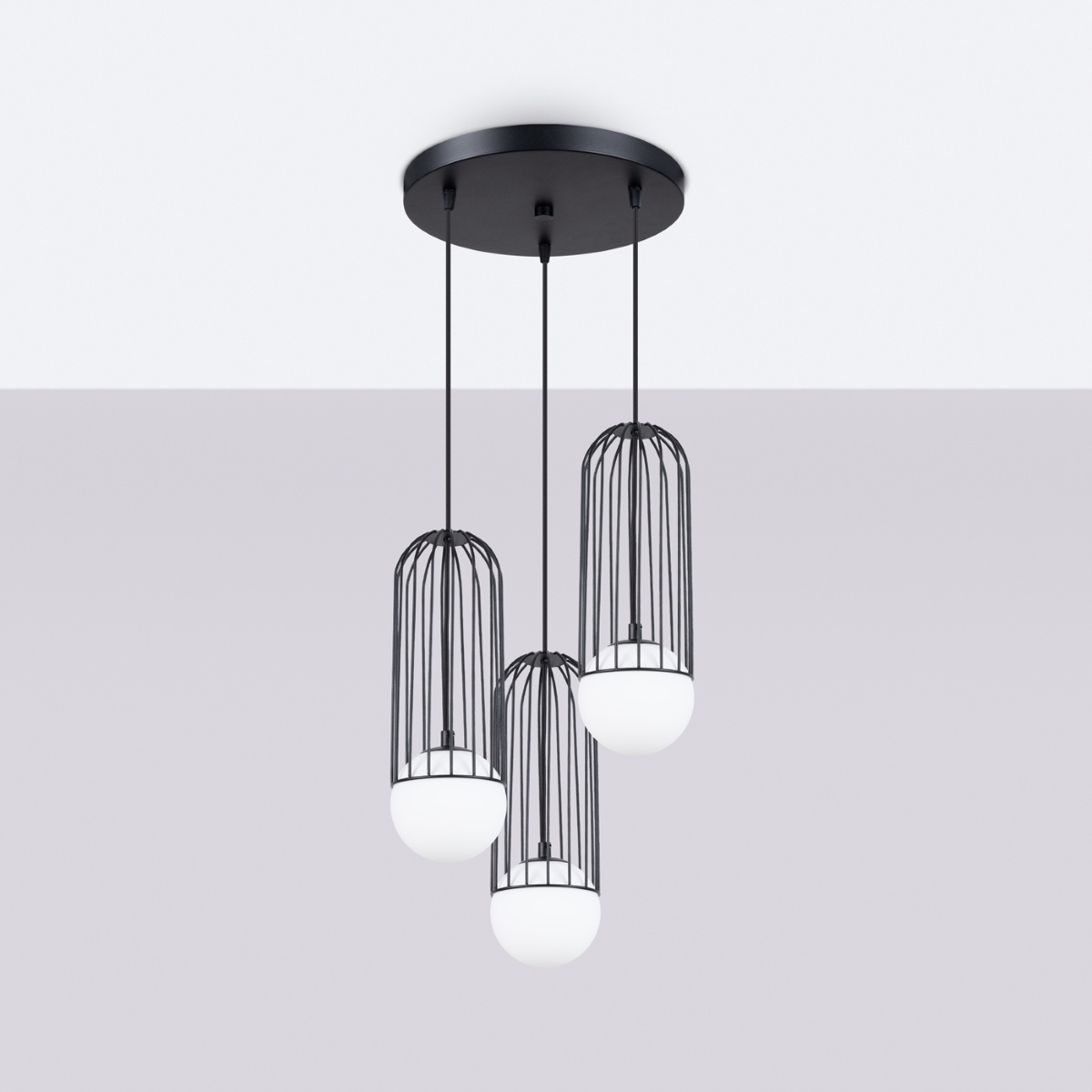 BRINA 3P black pendant lamp + 3x LED G9 4000K Cool White Bulb 4.5W 460lm