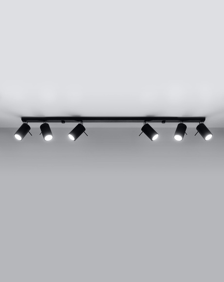 Ceiling lamp RING 6L black + 6x LED Bulb GU-10 3000K Warm 7W 620lm