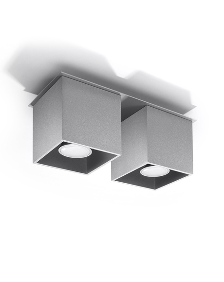 Ceiling lamp QUAD 2 gray + 2x LED Bulb GU-10 4000K Cold 7W 630lm