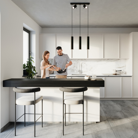 Ceiling pendant lamp RING 3 black + 5x LED Bulb GU-10 4000K Cool White 7W 630lm