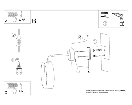 Wall lamp TITRAN 1 white + 1x LED Bulb E27 4000K Cool White 7.5W 690lm