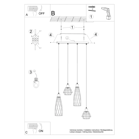 Pendant lamp SUBA 4L black