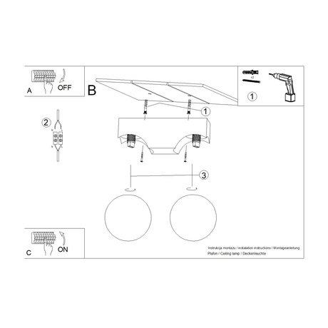 Ceiling lamp BULBO 2 natural wood