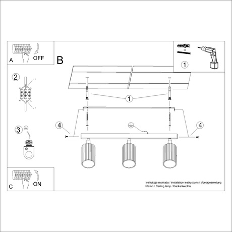 Ceiling lamp KARBON 3L olive green