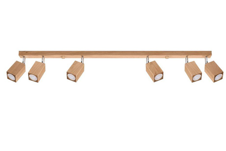 Ceiling lamp KEKE 6 oak + 6x LED Bulb GU-10 4000K Cool White 7W 630lm