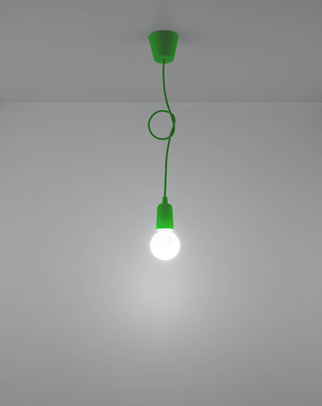 Hanging lamp DIEGO 1 green + 1x LED Bulb E27 3000K Warm White 7.5W 620lm