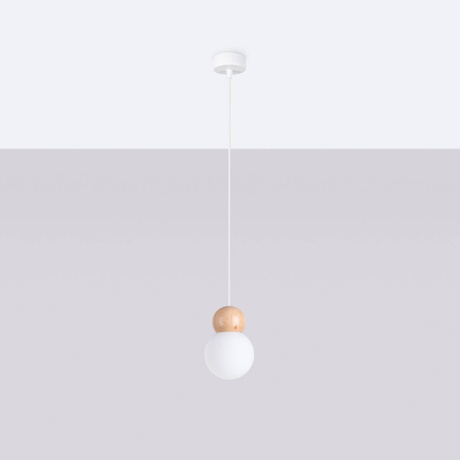 Ceiling pendant PEKKA 1 white/natural wood + 1x LED Bulb G9 3000K Warm 4.5W 450lm