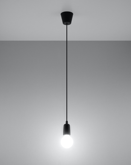 Hanging lamp DIEGO 1 black + 1x LED Bulb E27 3000K Warm 7.5W 620lm