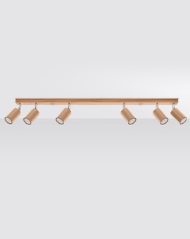 Ceiling lamp ZEKE 6 oak + 6x LED Bulb GU-10 4000K Cool White 7W 630lm