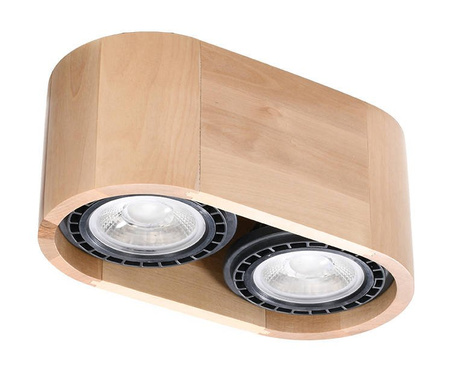 Ceiling lamp BASIC 2 in natural wood + 2x LED bulb GU10 AR111 3000K WARM 12W 800lm