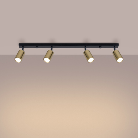 Ceiling lamp WINX 4L black/gold + 4x LED bulb GU-10 3000K Warm 7W 510lm