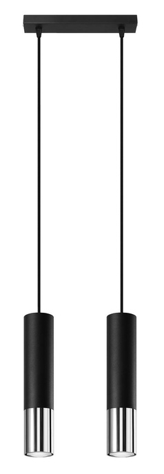 Hanging Lamp LOOPEZ 2 black/chrome + 2x LED Bulb GU-10 3000K Warm White 7W 620lm