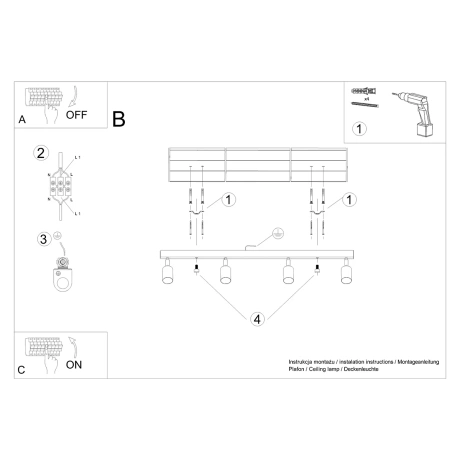 Ceiling lamp VERDO 4 black