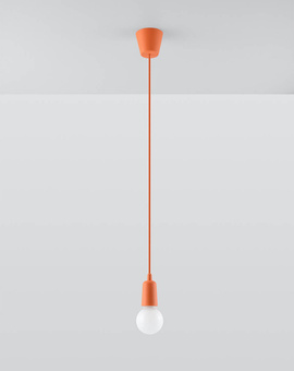 Hanging lamp DIEGO 1 in orange + 1x LED bulb E27 3000K Warm 7.5W 620lm