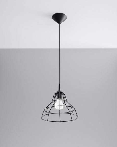 Ceiling pendant light ANATA in black + 1x LED Bulb E27 4000K Cool White 7.5W 650lm