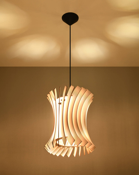 Pendant lamp ORIANA natural wood + 1x LED Bulb E27 4000K Cool White 7.5W 650lm