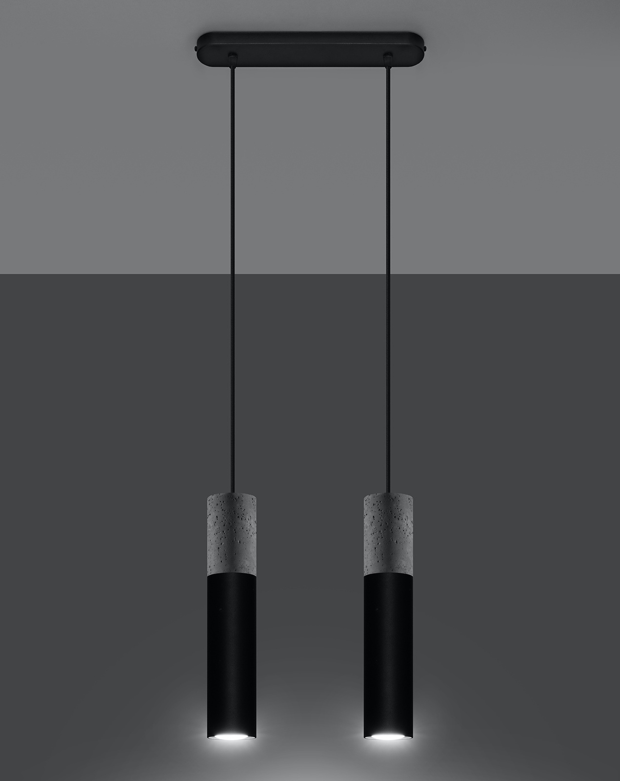 Ceiling hanging lamp BORGIO 2 black + 2x LED bulb GU-10 3000K Warm 7W 620lm