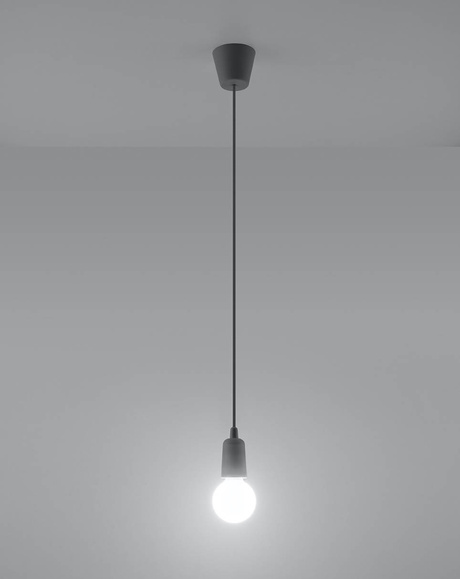 Hanging lamp DIEGO 1 grey + 1x LED Bulb E27 3000K Warm 7.5W 620lm