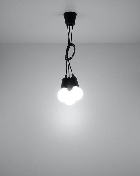 Ceiling lamp DIEGO 3 black + 3x LED Bulb E27 3000K Warm 7.5W 620lm