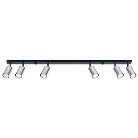 Ceiling Lamp WINX 6L black/chrome + 6x LED Bulb GU-10 3000K Warm 7W 510lm