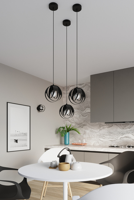 Ceiling pendant lamp TULOS 1 black + 1x LED Bulb E27 3000K Warm 7.5W 620lm.