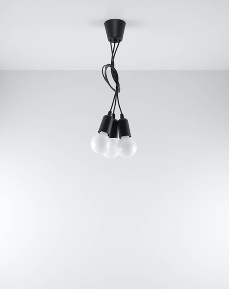 Ceiling lamp DIEGO 3 black + 3x LED Bulb E27 3000K Warm 7.5W 620lm