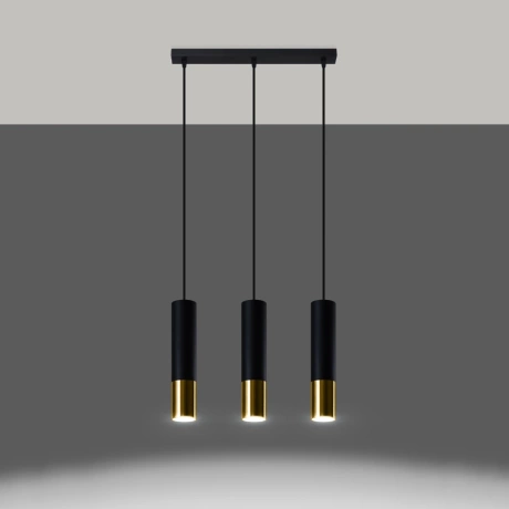 Pendant lamp LOOPEZ 3L black/golden