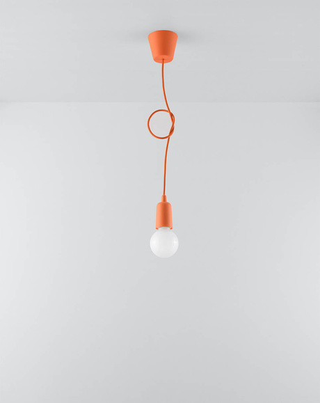 Hanging lamp DIEGO 1 in orange + 1x LED bulb E27 3000K Warm 7.5W 620lm