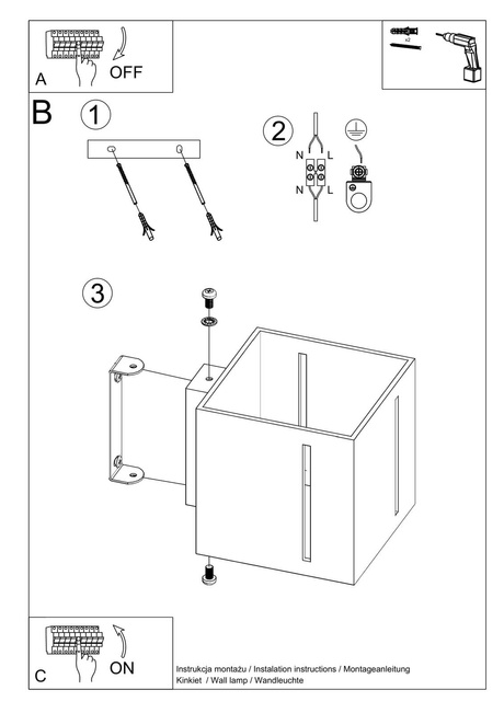 Wall lamp PIXAR grey + 1x LED Bulb G9 4000K Cool White 4.5W 530lm