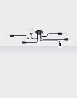 Chandelier VECTOR 6 black + 6x LED Bulb E27 3000K Warm 7.5W 620lm