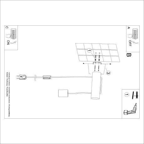 Wall lamp NIMBI E27 with a switch