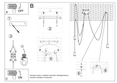 Ceiling pendant EDISON 3 black + 3x LED Bulb E27 3000K Warm White 7.5W 620lm