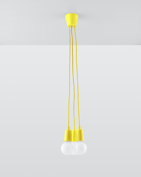Hanging lamp DIEGO 3 yellow + 3x LED Bulb E27 3000K Warm 7.5W 620lm