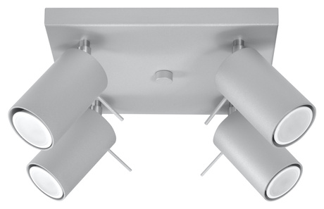 Ceiling lamp RING 4 Gray + 4x LED Bulb GU-10 4000K Cool White 7W 630lm