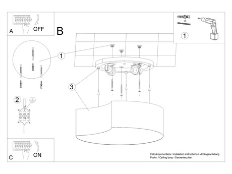 Ceiling lamp CIRCLE 1 white + 2x LED Bulb E27 3000K Warm 7.5W 620lm