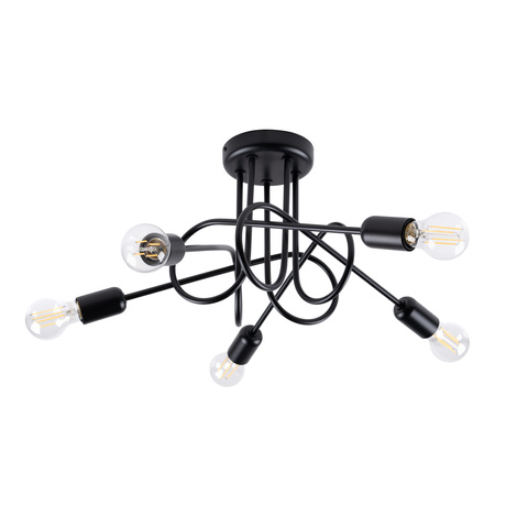 Chandelier SUPEŁ 5 black + 5X LED Bulb E27 3000K 7W 760lm