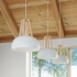 Pendant lamp CASCO white/natural wood