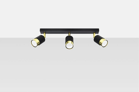 Ceiling lamp NERO 3 black/gold + 3x LED Bulb GU-10 3000K Warm White 7W 620lm