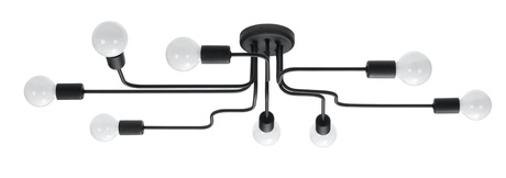 Chandelier VECTOR 8 black + 8x LED Bulb E27 4000K Cold 7.5W 650lm