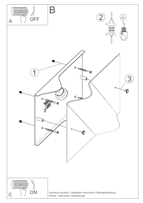 Wall lamp BUBBLE + 1x LED Bulb E27 4000K Cool White 7.5W 650lm