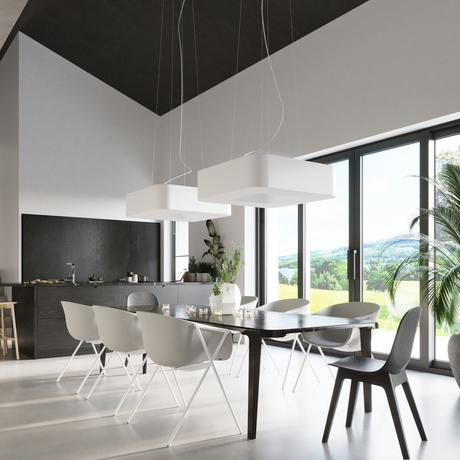 Chandelier URANO 60 white + 8x LED Bulb E27 3000K Warm 7.5W 620lm