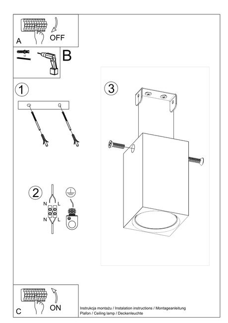 Ceiling lamp KEKE 10 oak + 1x LED Bulb GU-10 4000K Cool White 7W 630lm
