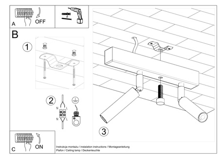 Ceiling light EYETECH 2 white + 2x LED Bulb G9 3000K Warm 4.5W 510lm